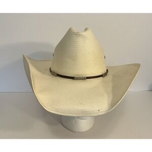 RESISTOL Straw Cowboy Hat 8X Shantung Panama Sz 6 7/8 Self Conforming Long Oval